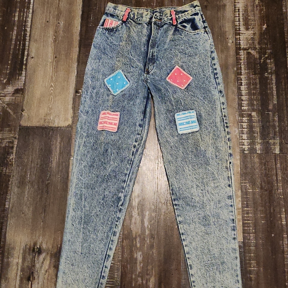 Vtg NOS 80s Southern Bluegrass Acid Wash Tapered Mom Jeans  Cargo Size 15 Pants